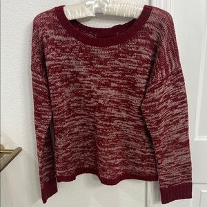 Blu Pepper Red Crew Neck Sweater with Textured Knit - Size Small
